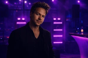 Chris Riven zingt tijdens een optreden