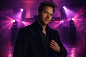 Chris Riven zingt tijdens een tributeoptreden